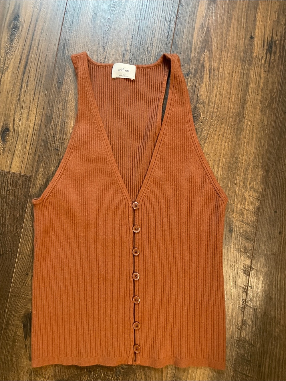 Wilfred Rust Ribbed Button-Front Cardigan Vest - Picture 1 of 2